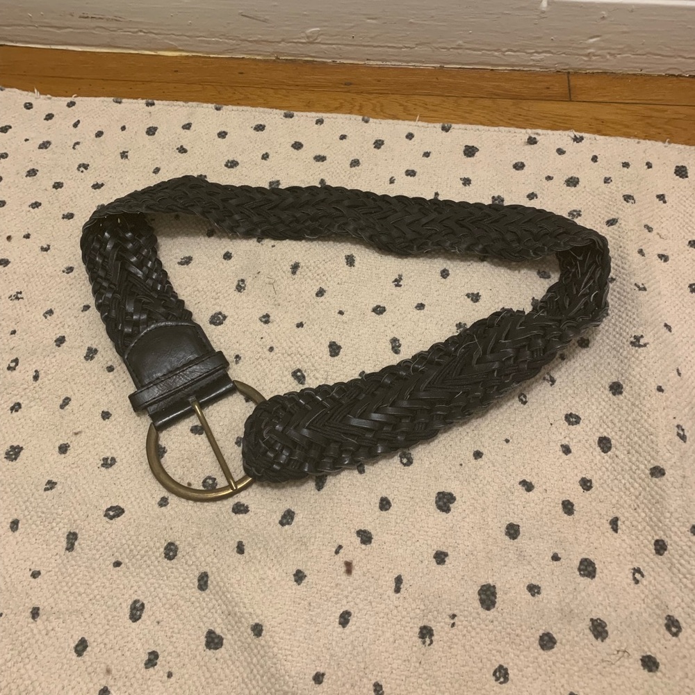Black Woven Leather Belt